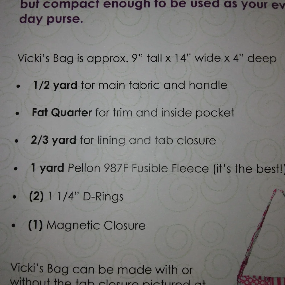 Quilts Illustrated PS023 Vicky's Bag